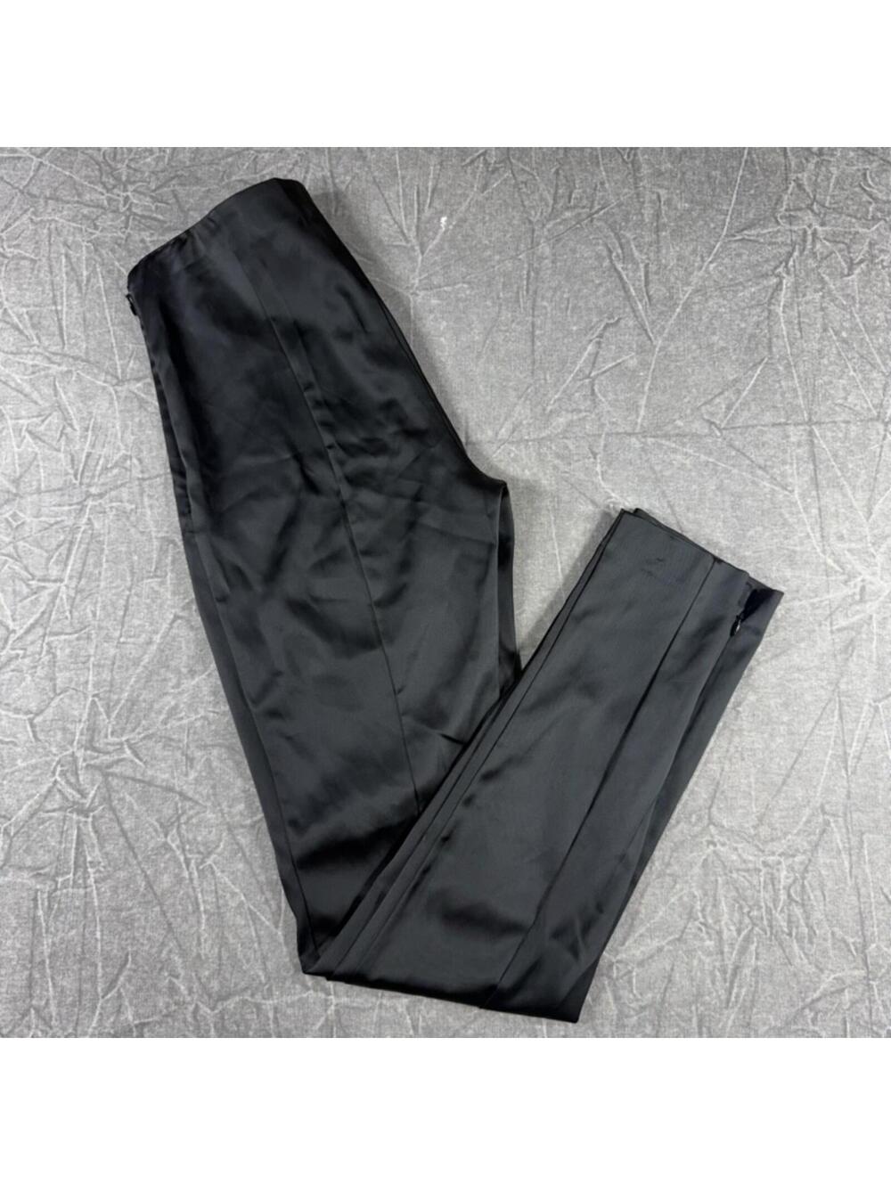 Theory Leggings Women's 6 Black Skinny Stretch Satin